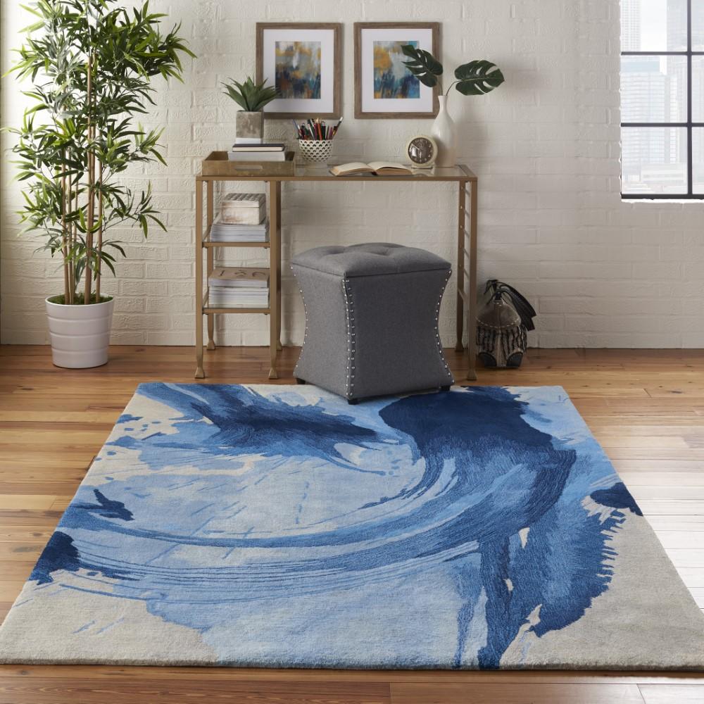 Nourison - Symmetry SMM01 Navy Blue and Ivory 53in x 79in Area Rug - SMM01-99446495297_CLOSEOUT veiw 2