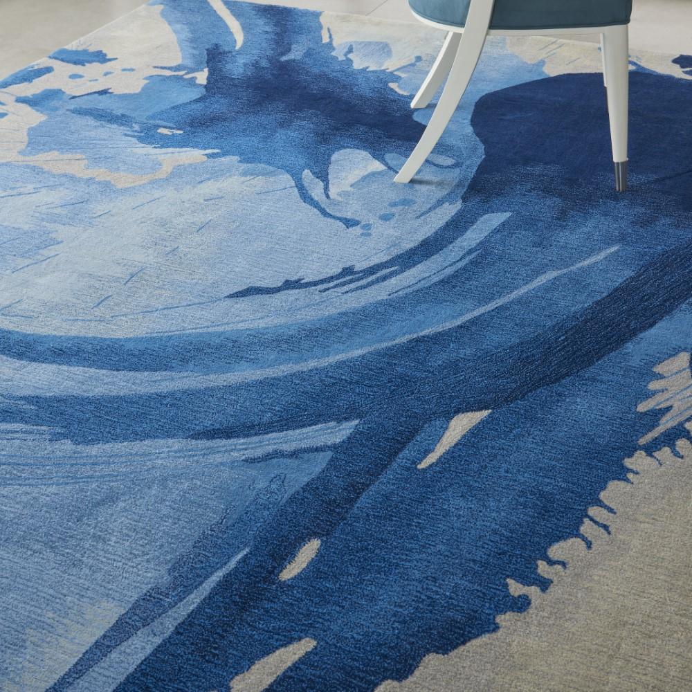 Nourison - Symmetry SMM01 Navy Blue and Ivory 79in x 99in Large Watercolor Rug - SMM01-99446495303_CLOSEOUT veiw 3