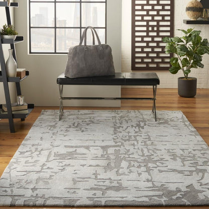 Nourison - Symmetry SMM03 Silver 53in x 79in Area Rug - SMM03-99446495396 - CLOSEOUT veiw 2