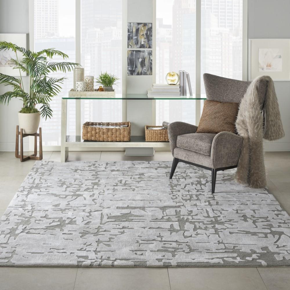Nourison - Symmetry SMM03 Silver 79in x 99in Large Textured Rug - SMM03-99446495709 - CLOSEOUT veiw 2
