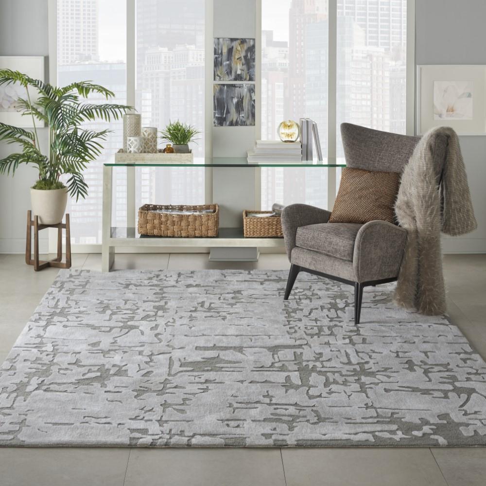 Nourison - Symmetry SMM03 Silver 86in x 116in Oversized Textured Rug - SMM03-99446495716 - CLOSEOUT veiw 2