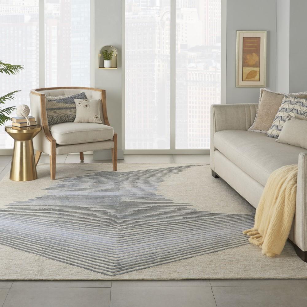 Nourison - Symmetry SMM06 Ivory 79in x 99in Large Textured Rug - SMM06-99446495938 - CLOSEOUT veiw 2