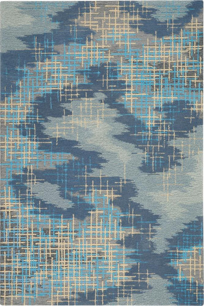 Nourison - Symmetry SMM08 Slate Blue and Grey 39in x 59in Area Rug - SMM08-99446496010 - CLOSEOUT veiw 1