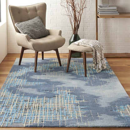 Nourison - Symmetry SMM08 Slate Blue and Grey 39in x 59in Area Rug - SMM08-99446496010 - CLOSEOUT veiw 2