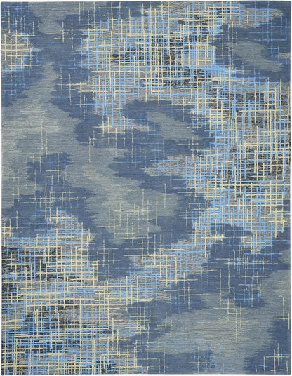 Nourison - Symmetry SMM08 Slate Blue and Grey 79in x 99in Large Textured Rug - SMM08-99446496027_CLOSEOUT veiw 1