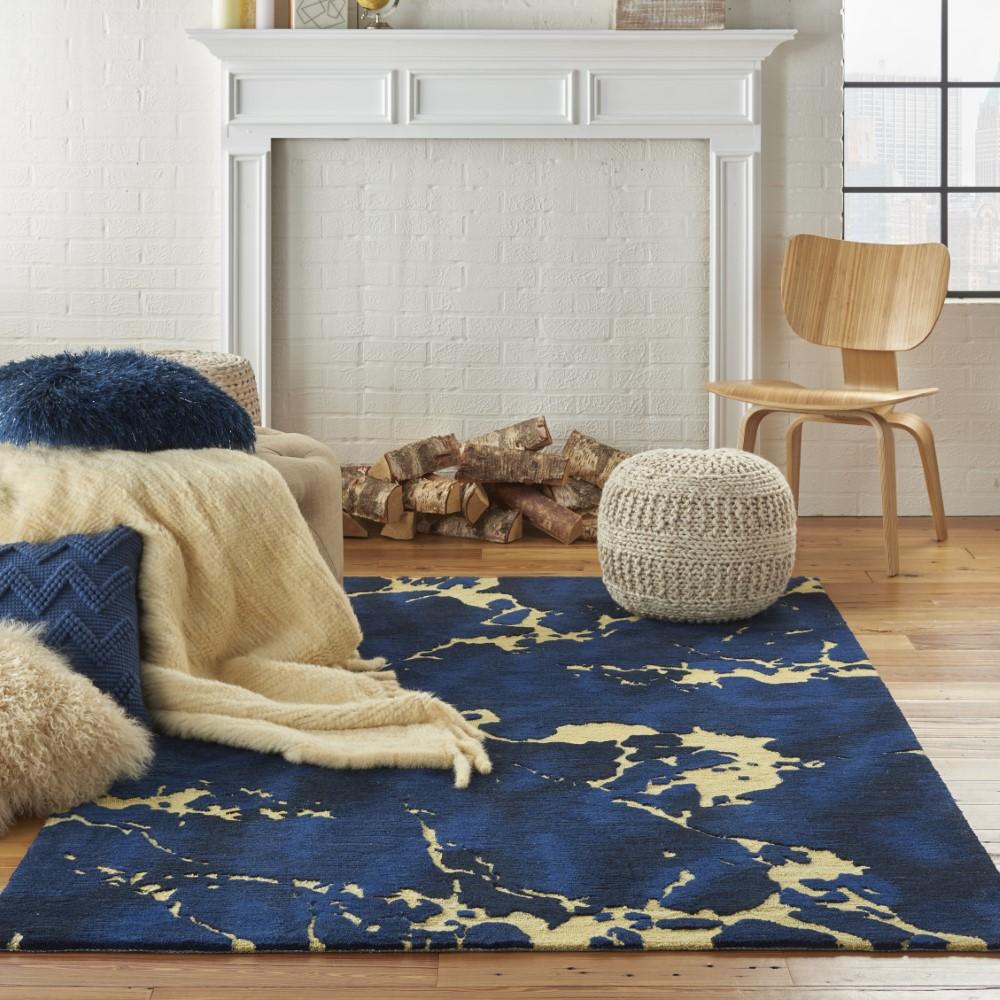 Nourison - Symmetry SMM09 Navy Blue Artistic 39in x 59in Area Rug - SMM09-99446709585 - CLOSEOUT veiw 2