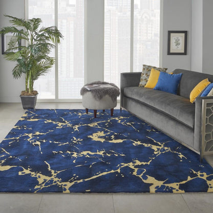 Nourison - Symmetry SMM09 Navy Blue Artistic 79in x 99in Large Rug - SMM09-99446709592 - CLOSEOUT veiw 2