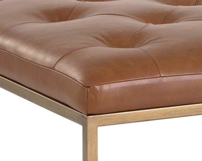 Sunpan - MIXT Endall Ottoman - Antique Brass - Vintage Camel Leather - 104088 view 4