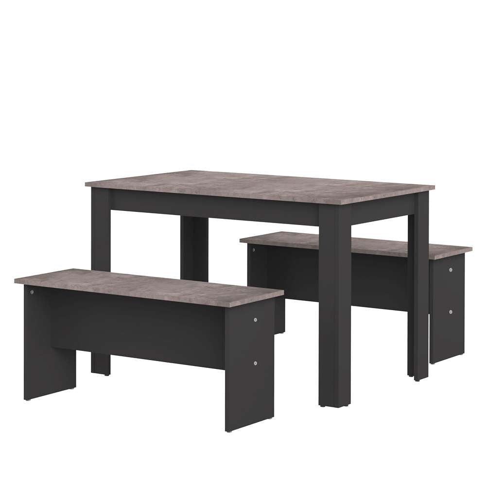 TEMAHOME - Nice Dining Table with Benches in Black / Concrete Look - E2281A7698X00 veiw 1