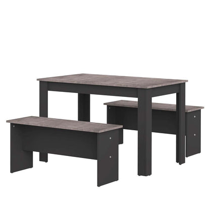 TEMAHOME - Nice Dining Table with Benches in Black / Concrete Look - E2281A7698X00 veiw 1