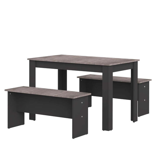 TEMAHOME - Nice Dining Table with Benches in Black / Concrete Look - E2281A7698X00 veiw 1