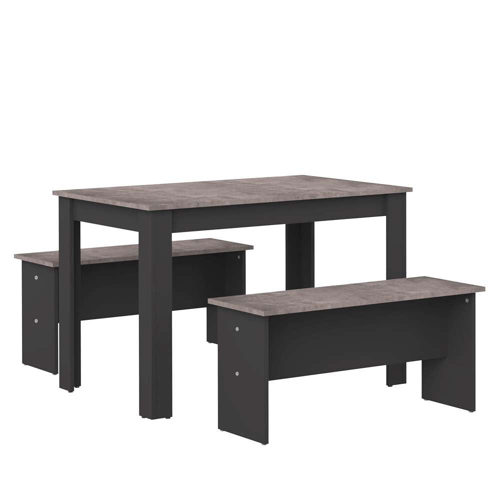 TEMAHOME - Nice Dining Table with Benches in Black / Concrete Look - E2281A7698X00 veiw 2