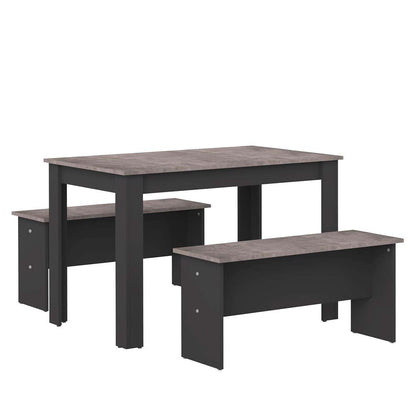 TEMAHOME - Nice Dining Table with Benches in Black / Concrete Look - E2281A7698X00 veiw 2