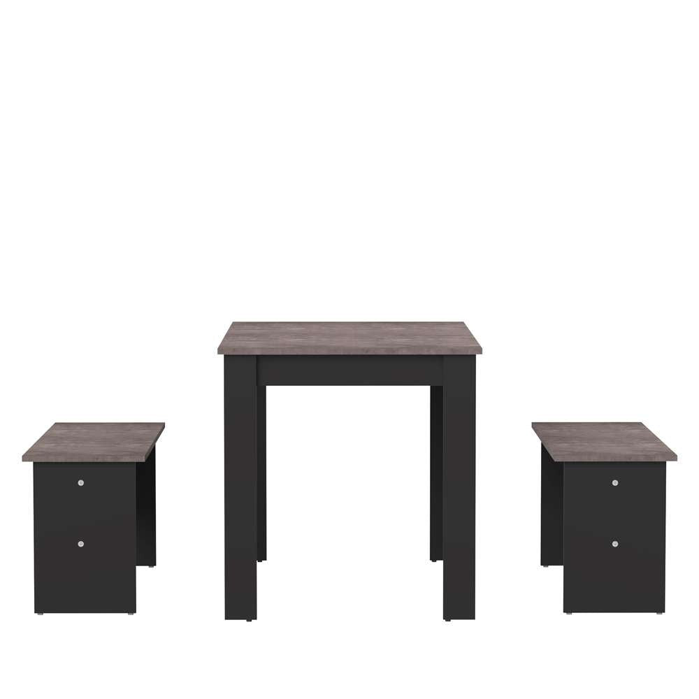 TEMAHOME - Nice Dining Table with Benches in Black / Concrete Look - E2281A7698X00 veiw 3