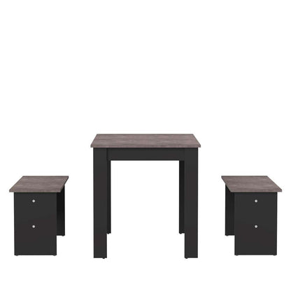 TEMAHOME - Nice Dining Table with Benches in Black / Concrete Look - E2281A7698X00 veiw 3