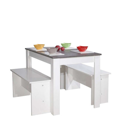 TEMAHOME - Nice Dining Table with Benches in White / Concrete Look - E2281A2198X00 veiw 1