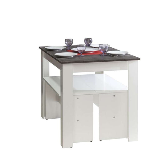 TEMAHOME - Nice Dining Table with Benches in White / Concrete Look - E2281A2198X00 veiw 2