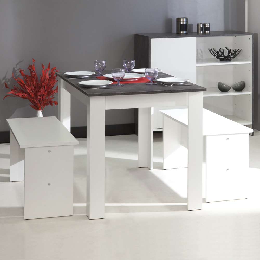 TEMAHOME - Nice Dining Table with Benches in White / Concrete Look - E2281A2198X00 veiw 6