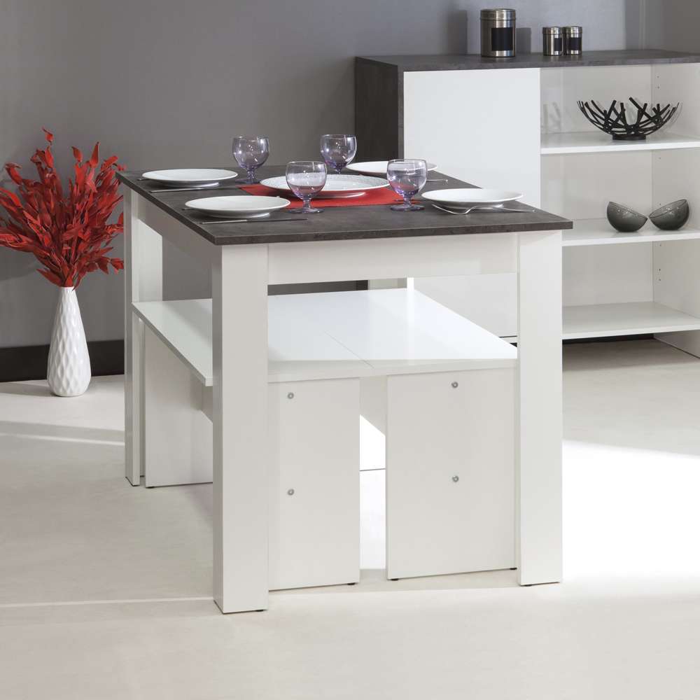 TEMAHOME - Nice Dining Table with Benches in White / Concrete Look - E2281A2198X00 veiw 7