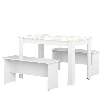 TEMAHOME - Nice Dining Table With Benches in White / Marble Look - E2281A2145X00 veiw 1