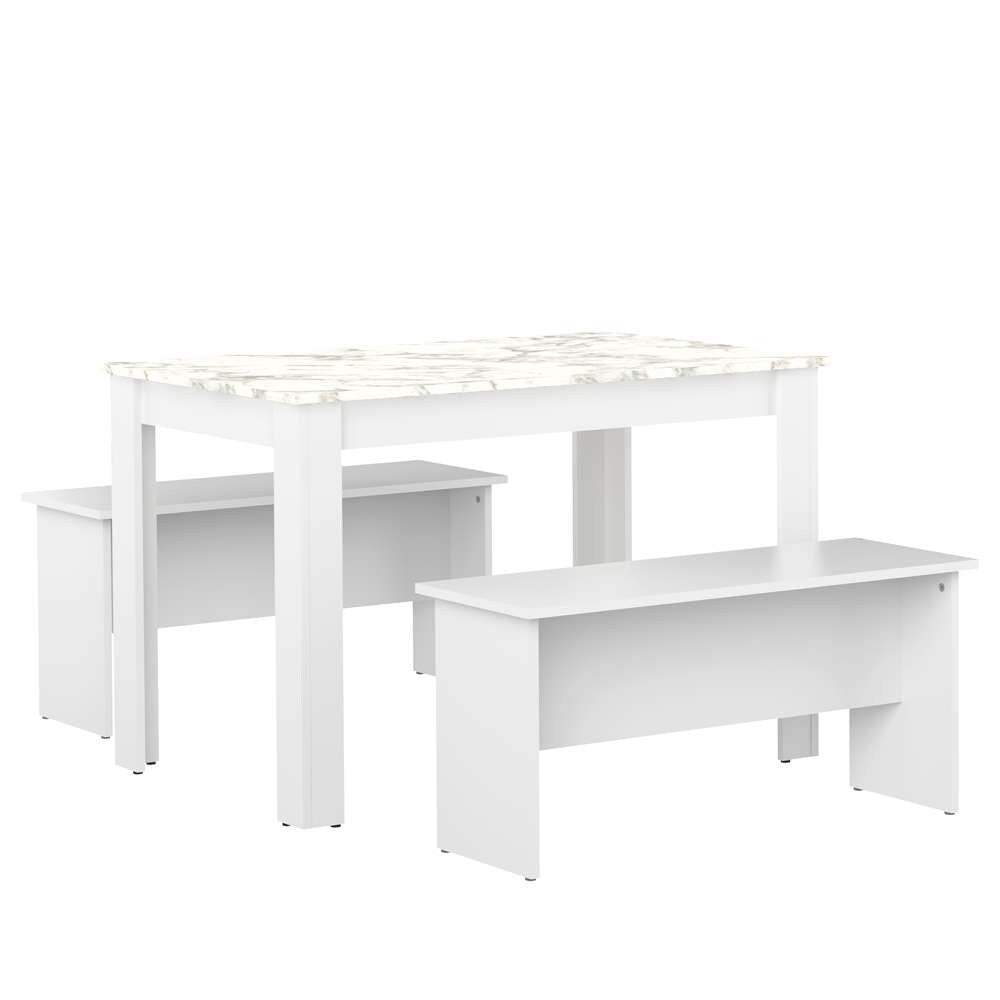 TEMAHOME - Nice Dining Table With Benches in White / Marble Look - E2281A2145X00 veiw 2