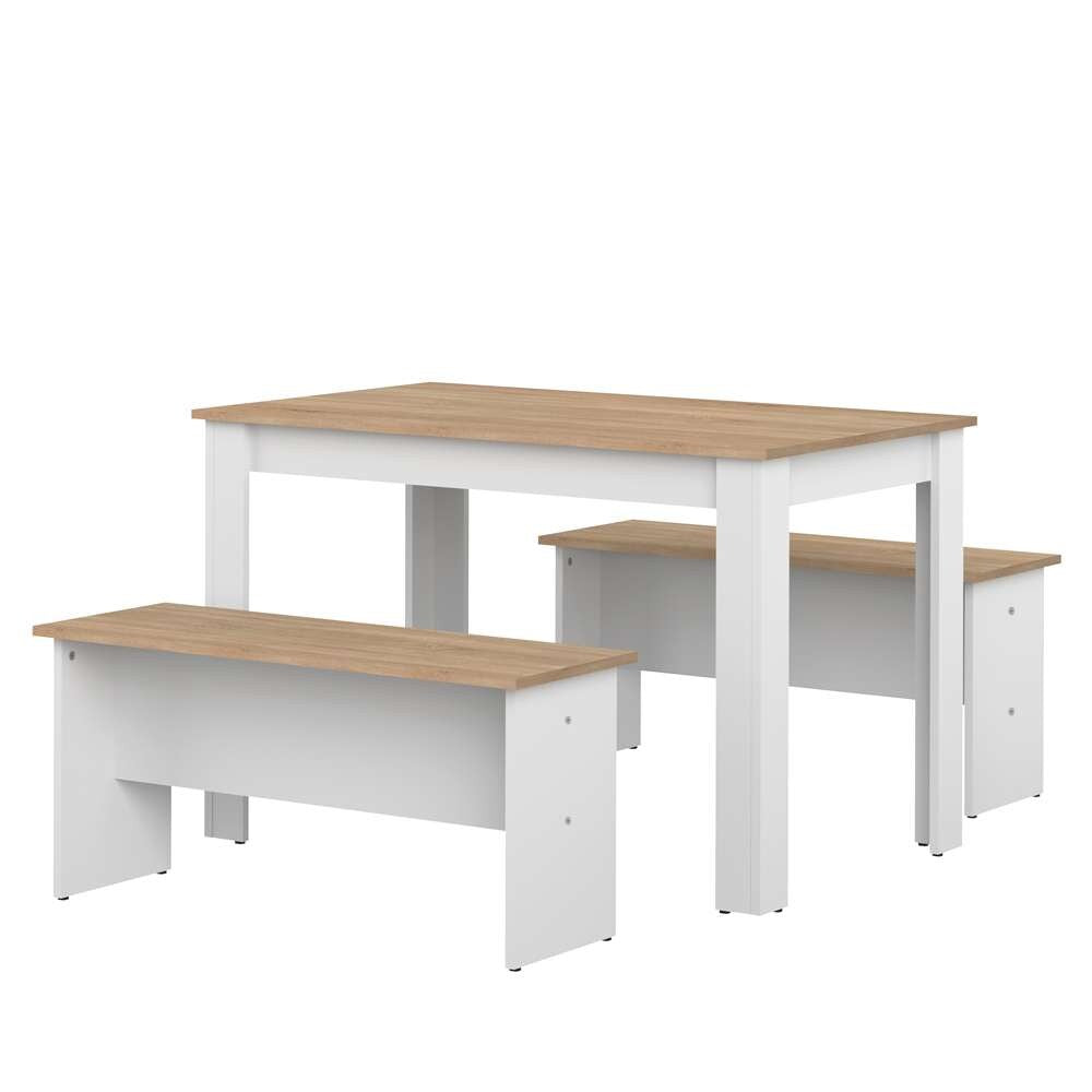 TEMAHOME - Nice Dining Table with Benches in White / Oak Color - E2281A2134X00 veiw 1