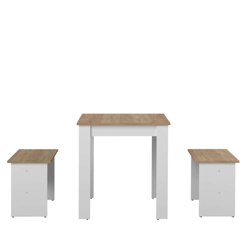 TEMAHOME - Nice Dining Table with Benches in White / Oak Color - E2281A2134X00 veiw 3