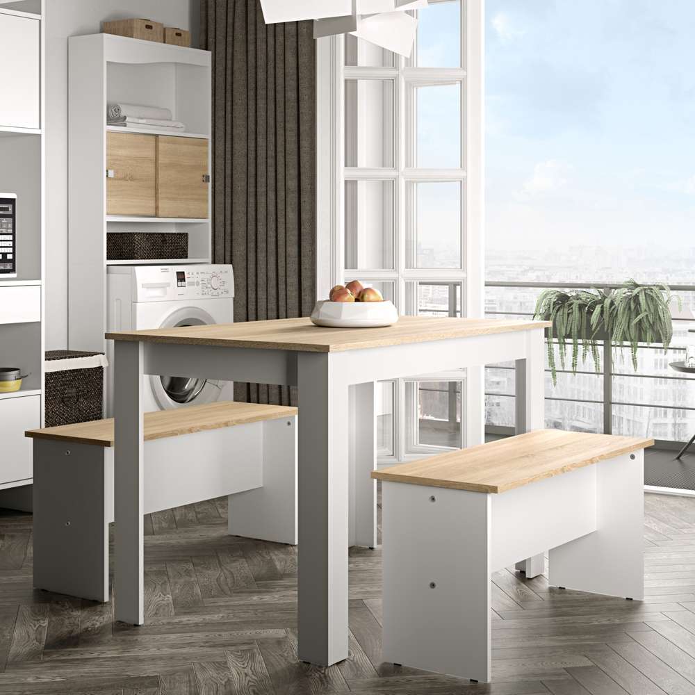 TEMAHOME - Nice Dining Table with Benches in White / Oak Color - E2281A2134X00 veiw 6