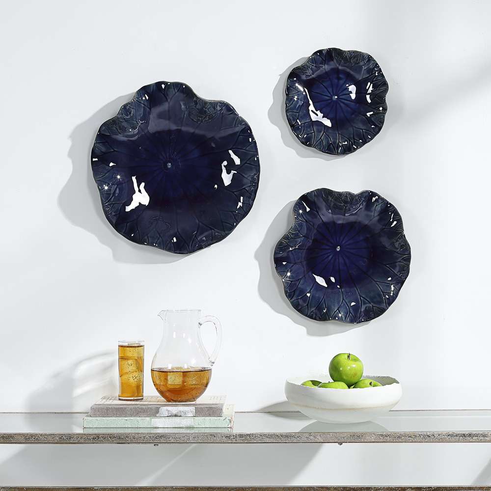 Uttermost - Abella Blue Ceramic Wall Decor (Set of 3) - 04253 veiw 3