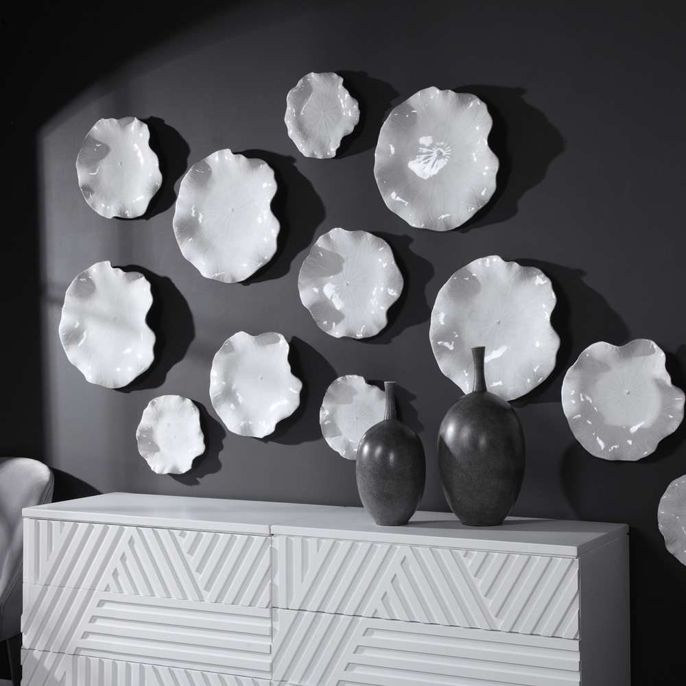 Uttermost - Abella Ceramic Wall Decor, Set of 3, White - 04234 veiw 3