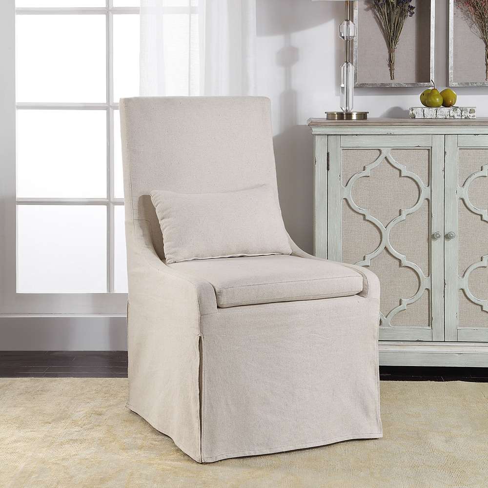 Uttermost - Coley White Linen Armless Chair - 23493 veiw 2