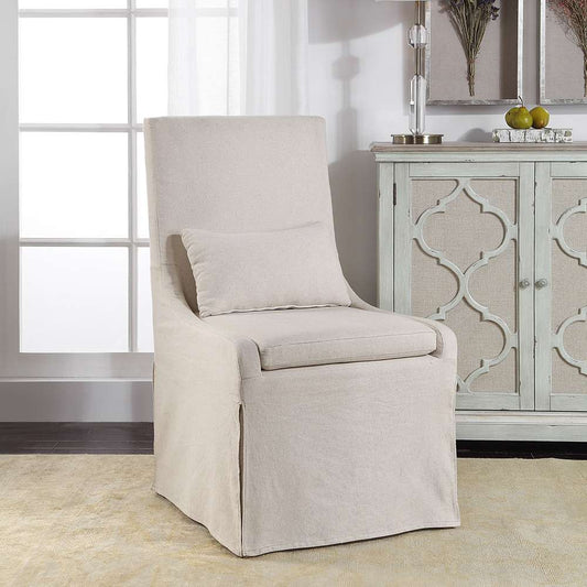 Uttermost - Coley White Linen Armless Chair - 23493 veiw 2
