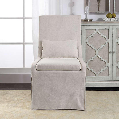 Uttermost - Coley White Linen Armless Chair - 23493 veiw 4