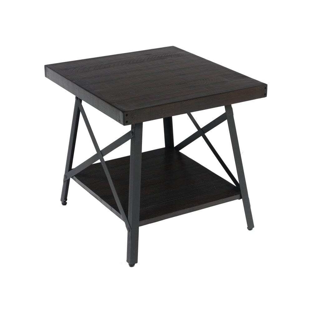 Wallace & Bay - Douglas 24in End Table with Solid Wood Top, Metal Base, And Open Storage Shelf - WBT3669 veiw 1