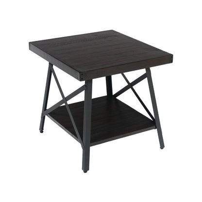 Wallace & Bay - Douglas 24in End Table with Solid Wood Top, Metal Base, And Open Storage Shelf - WBT3669 veiw 1