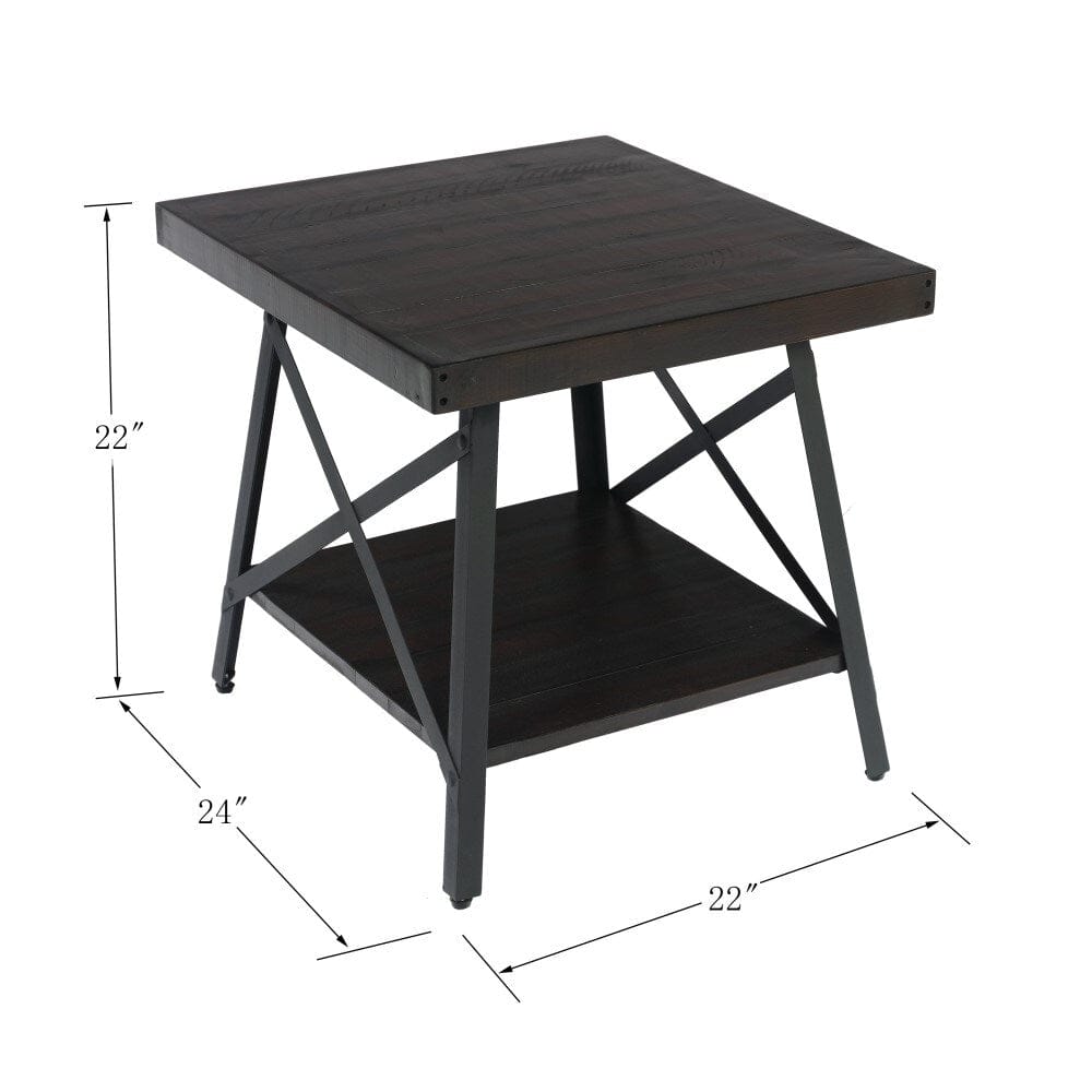 Wallace & Bay - Douglas 24in End Table with Solid Wood Top, Metal Base, And Open Storage Shelf - WBT3669 veiw 2