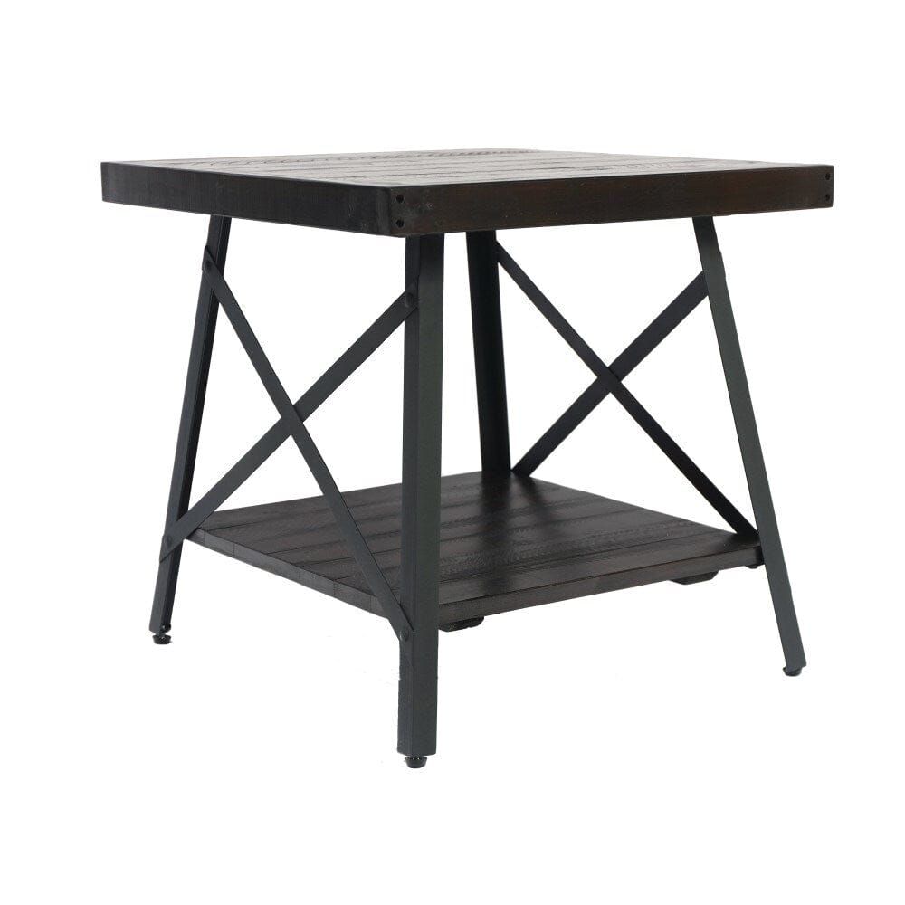 Wallace & Bay - Douglas 24in End Table with Solid Wood Top, Metal Base, And Open Storage Shelf - WBT3669 veiw 4