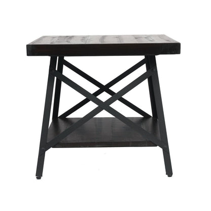 Wallace & Bay - Douglas 24in End Table with Solid Wood Top, Metal Base, And Open Storage Shelf - WBT3669 veiw 5