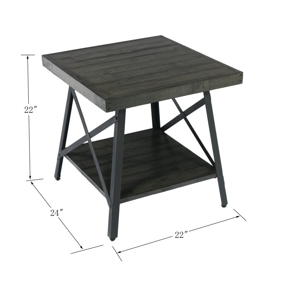 Wallace & Bay - Douglas 24in End Table with Solid Wood Top, Metal Base, And Open Storage Shelf - WBT5270 veiw 2