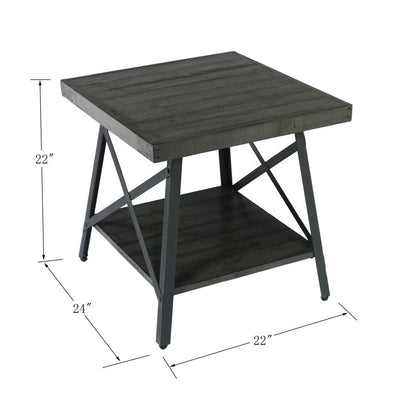 Wallace & Bay - Douglas 24in End Table with Solid Wood Top, Metal Base, And Open Storage Shelf - WBT5270 veiw 2