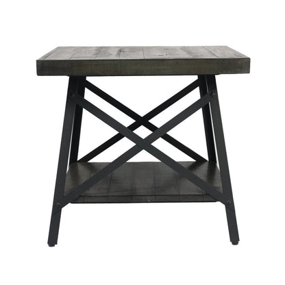 Wallace & Bay - Douglas 24in End Table with Solid Wood Top, Metal Base, And Open Storage Shelf - WBT5270 veiw 6