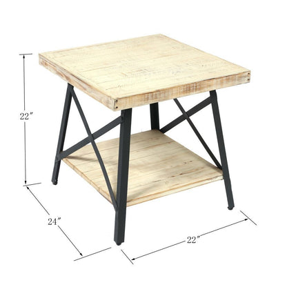 Wallace & Bay - Douglas 24in End Table with Solid Wood Top, Metal Base, And Open Storage Shelf - WBT7323 veiw 2