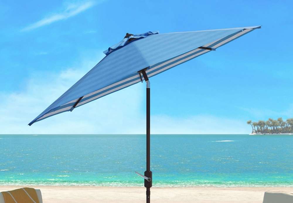 Safavieh - Tiana 9Ft Crank Umbrella - Baby Blue - White - PAT8007C veiw 1