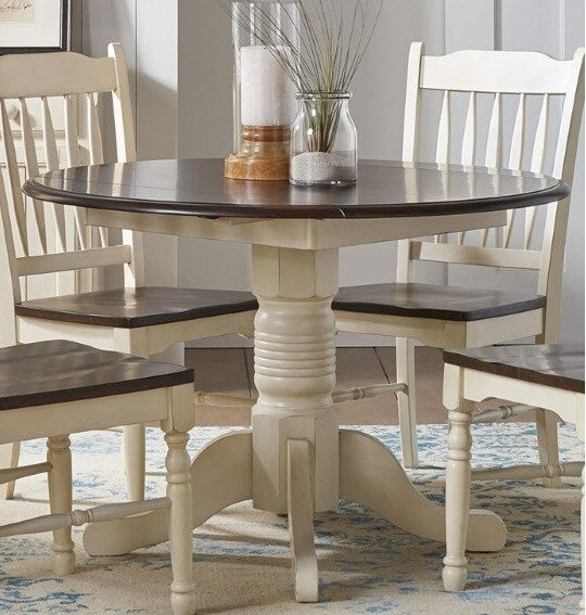 A-America - British Isles 26in - 42in Drop Leaf Table in Chalk-Cocoa Bean Finish - BRICO6100 veiw 1