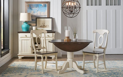 A-America - British Isles 26in - 42in Drop Leaf Table in Chalk-Cocoa Bean Finish - BRICO6100 veiw 2