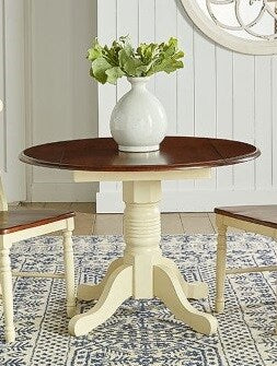 A-America - British Isles 26in - 42in Round Double Drop-Leaf Dining Table in Merlot-Buttermilk Finish - BRIMB6100 veiw 1