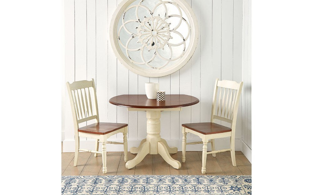 A-America - British Isles 26in - 42in Round Double Drop-Leaf Dining Table in Merlot-Buttermilk Finish - BRIMB6100 veiw 2