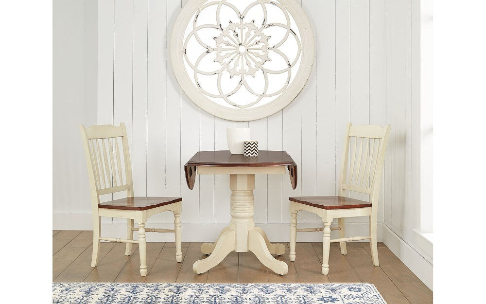 A-America - British Isles 26in - 42in Round Double Drop-Leaf Dining Table in Merlot-Buttermilk Finish - BRIMB6100 veiw 3