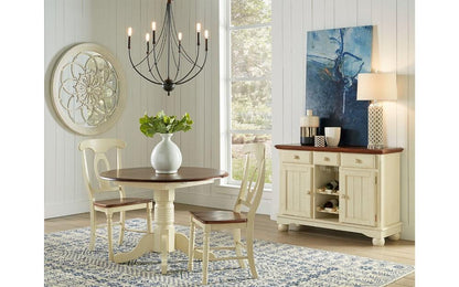 A-America - British Isles 26in - 42in Round Double Drop-Leaf Dining Table in Merlot-Buttermilk Finish - BRIMB6100 veiw 4