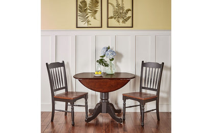 A-America - British Isles 26in - 42in Round Double Drop-Leaf Dining Table in Oak-Black Finish - BRIOB6100 veiw 3